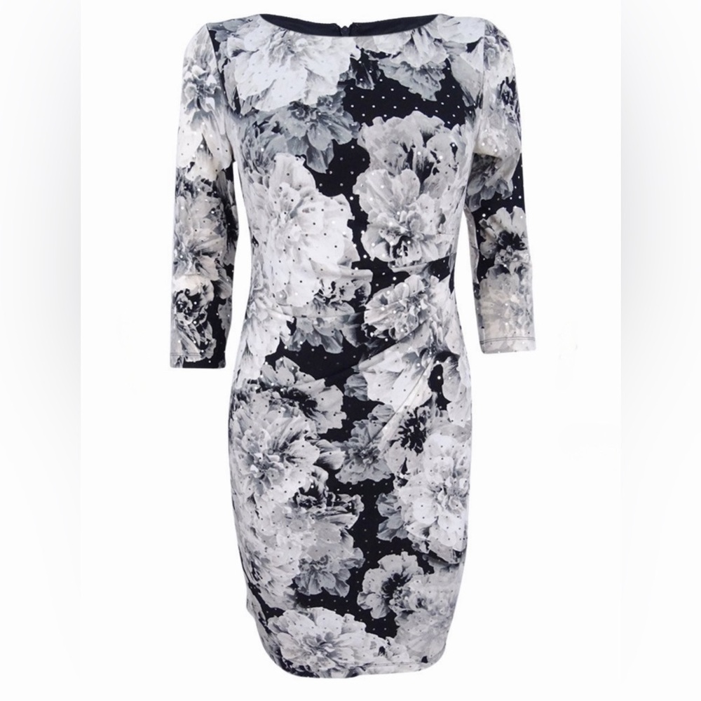 Floral Black and White Dress